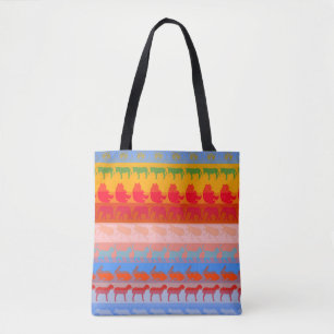 Retro Colourful Animals Modern Stripes Pattern #8 Tote Bag