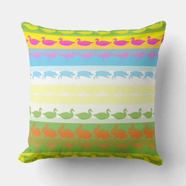 Retro Colourful Animals Pattern #4 Cushion (Front)