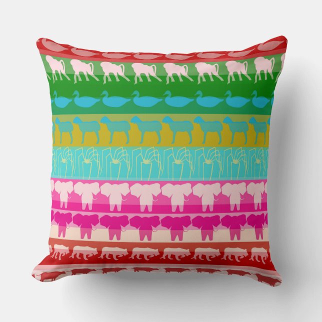 Retro Colourful Animals Pattern #6 Cushion (Front)