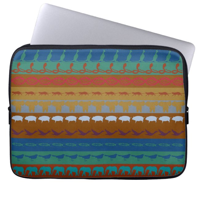 Retro Colourful Animals Pattern #6 Laptop Sleeve (Front)
