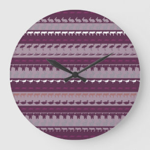 Retro Colourful Animals Pattern Large Clock