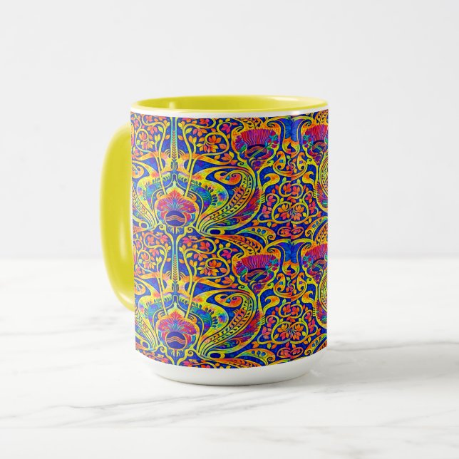 Retro Colourful Art Nouveau Pattern Mug (Front Left)