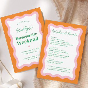 Retro Colourful Bachelorette Weekend Itinerary Invitation