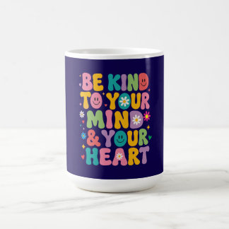 Retro Colourful Be Kind To Your Mind Mental Health Coffee Mug