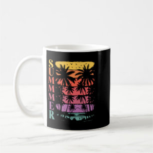 Retro Colourful Beach Summer Vibe Palm Tree Sunset Coffee Mug