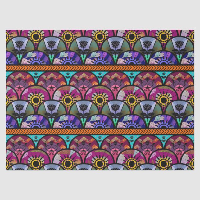 Retro Colourful Beautiful Boho Bohemian Tissue Paper (Front)