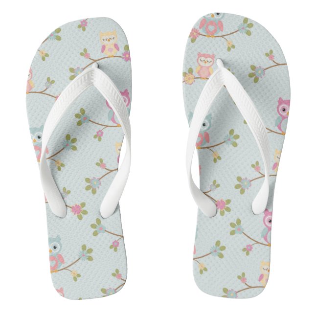 Retro Colourful Beautiful Custom Owl Thongs (Footbed)