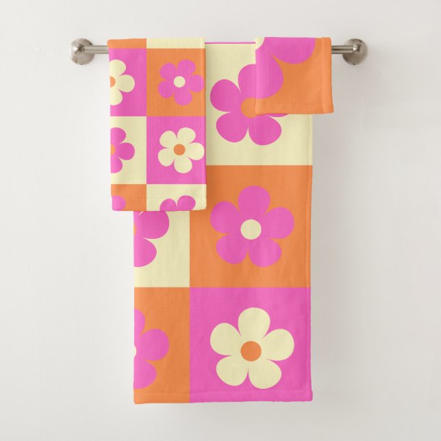 Retro Colourful Bohemian Floral Pattern Bath Towel Set (Insitu)