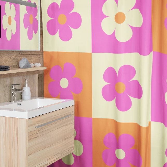 Retro Colourful BOHO Floral Pattern Shower Curtain (Creator Uploaded)