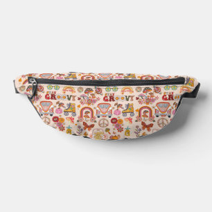 Retro colourful boho flowers groovy floral design bum bags