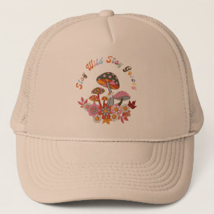 Retro colourful boho flowers groovy floral design trucker hat