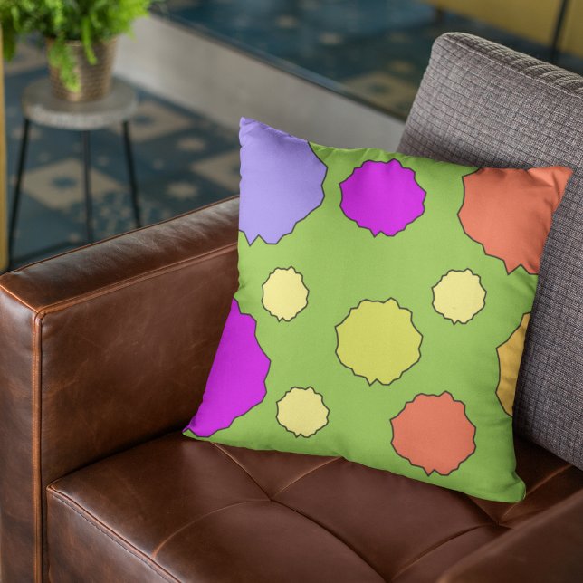 Retro colourful bold bright polka dot cushion (Creator Uploaded)