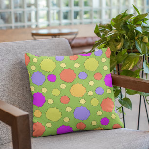 Retro colourful bold bright polka dot pillow