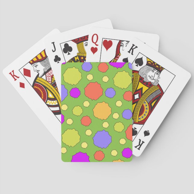 Retro colourful bold bright polka dot playing cards (Back)