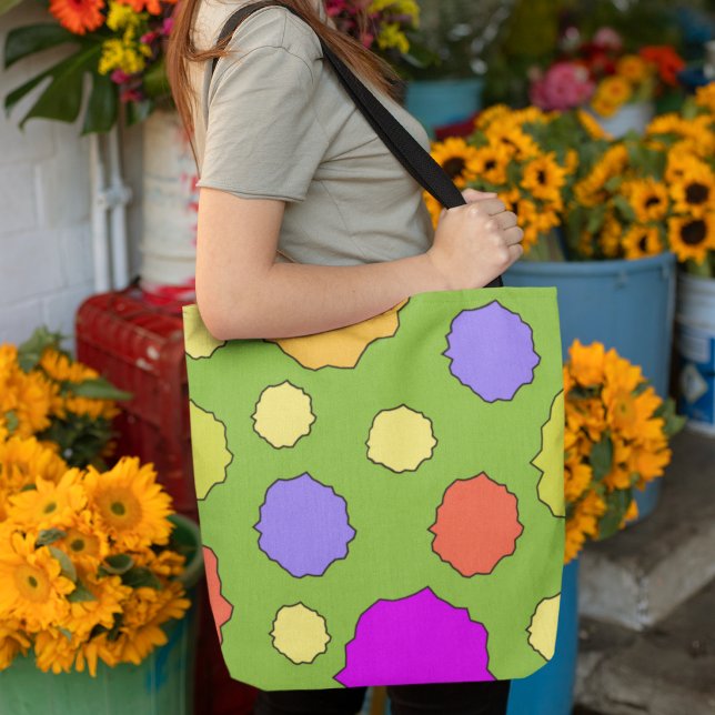 Retro colourful bold bright polka dot tote bag (Creator Uploaded)