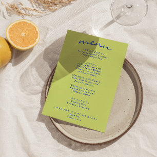 Retro Colourful Bright Funky Modern Boho Wedding Menu