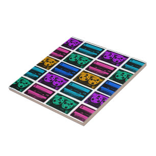 Retro Colourful Cassette Tapes Ceramic Tile