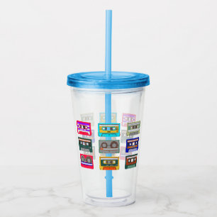 Retro Colourful Cassettes 80's Nostalgia Acrylic Tumbler