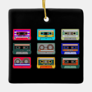 Retro Colourful Cassettes 80's Nostalgia Ceramic Ornament