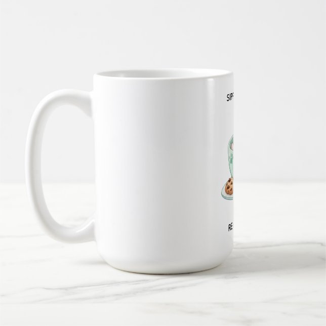 Retro Colourful Cat Custom Name Reading Coffee Mug (Left)