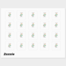 Retro Colourful Cat Custom Name Reading Square
