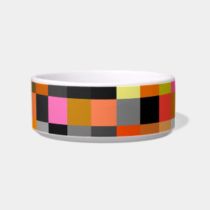 Retro Colourful Chequerboard Pet Bowl