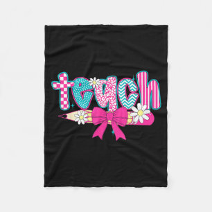 Retro Colourful Chequered Teacher Coquette Back to Fleece Blanket