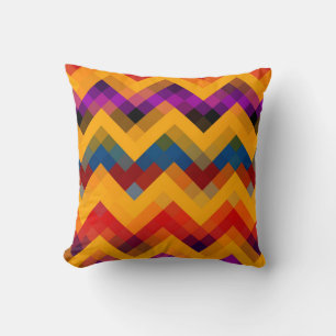 Retro Colourful Chevron Geometric Pattern Cushion