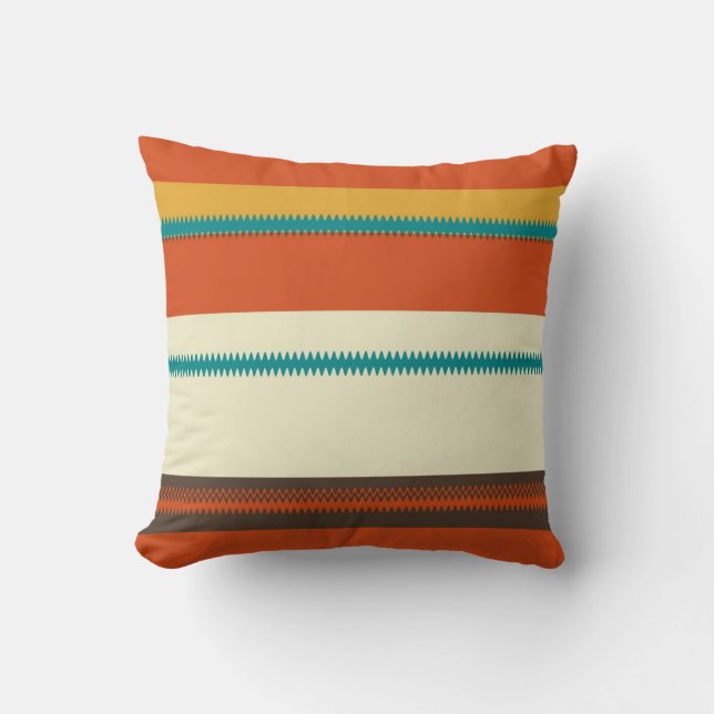 Retro Colourful Chevron Striped Pattern Cushion (Front)