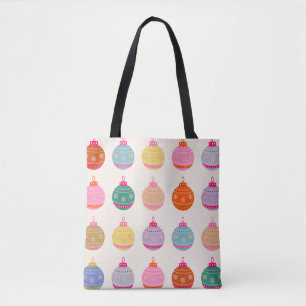 Retro Colourful Christmas Baubles Tote Bag