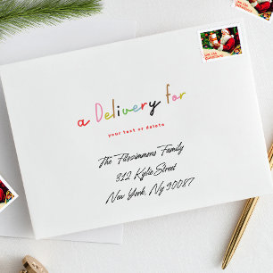 retro colourful Christmas Holiday return address Envelope