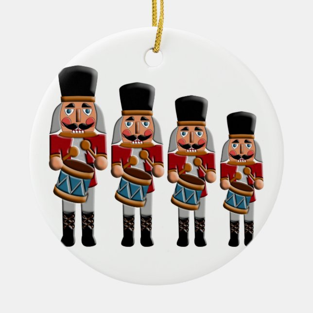 Retro Colourful Christmas Nutcracker Ceramic Tree Decoration (Front)