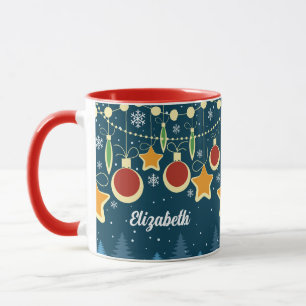 Retro Colourful Christmas Ornaments Design Coffee  Mug