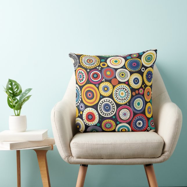 Retro Colourful Circles Pattern Cushion (Chair)