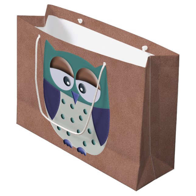 Retro Colourful Custom Owl Large Gift Bag (Front Angled)