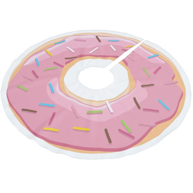 Retro Colourful Doughnuts Pattern Minimalist Fun P Brushed Polyester Tree Skirt (Angled)