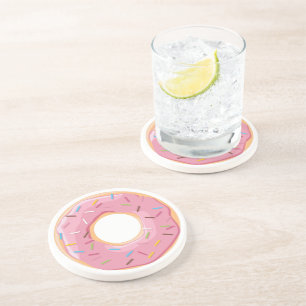Retro Colourful Doughnuts Pattern Minimalist Fun P Coaster