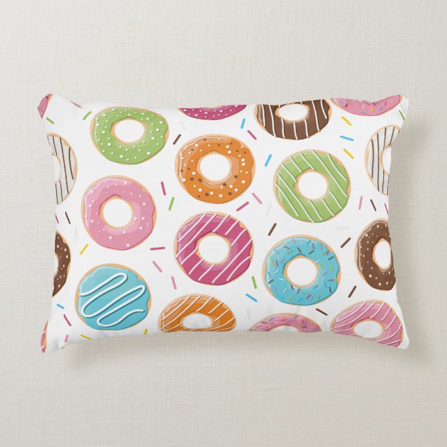 Retro Colourful Doughnuts Pattern Minimalist Fun P Decorative Cushion (Front)