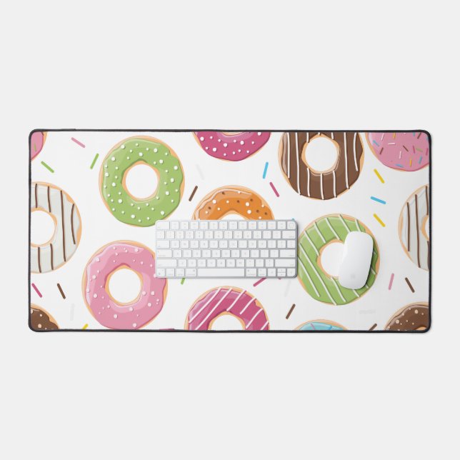 Retro Colourful Doughnuts Pattern Minimalist Fun P Desk Mat (Keyboard & Mouse)