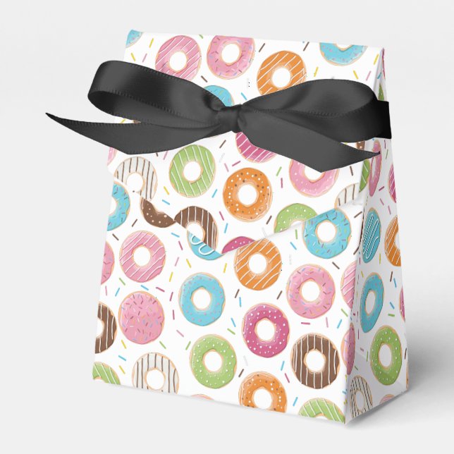 Retro Colourful Doughnuts Pattern Minimalist Fun P Favour Box (Front Side)