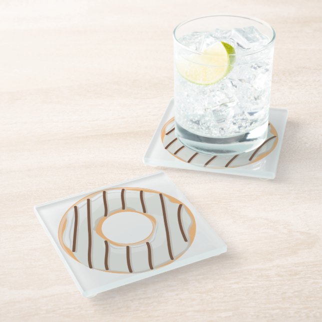 Retro Colourful Doughnuts Pattern Minimalist Fun P Glass Coaster (Angled)