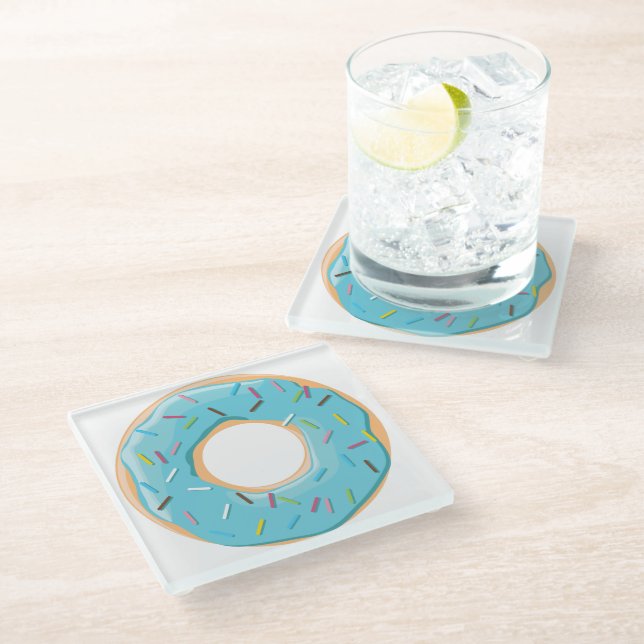 Retro Colourful Doughnuts Pattern Minimalist Fun P Glass Coaster (Angled)