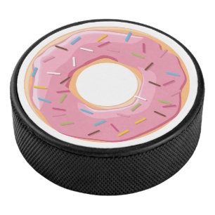 Retro Colourful Doughnuts Pattern Minimalist Fun P Hockey Puck