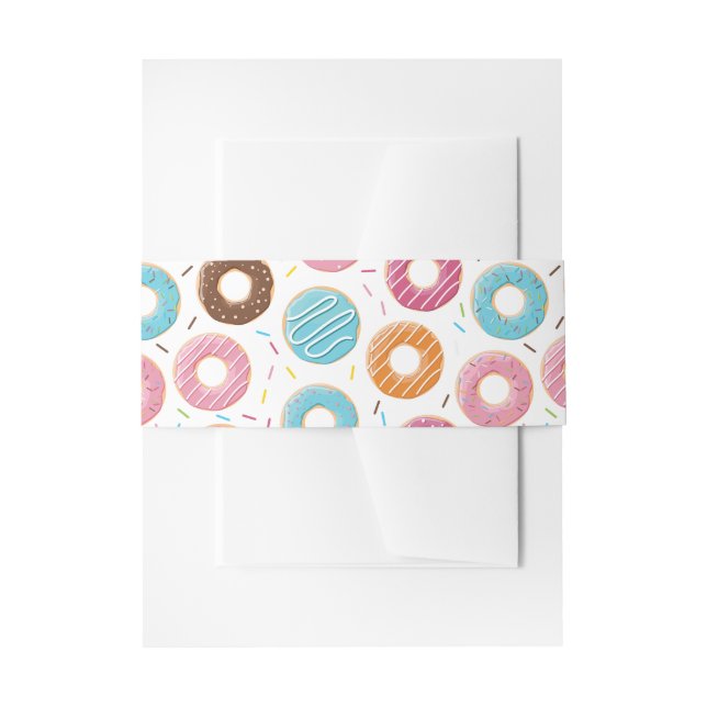 Retro Colourful Doughnuts Pattern Minimalist Fun P Invitation Belly Band (Front Example)