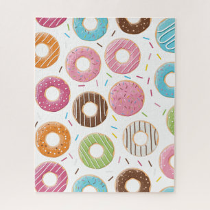 Retro Colourful Doughnuts Pattern Minimalist Fun P Jigsaw Puzzle