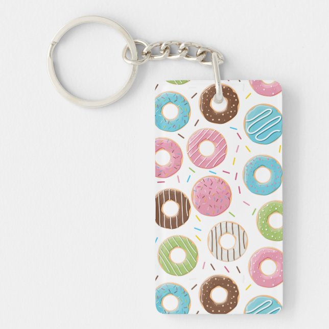 Retro Colourful Doughnuts Pattern Minimalist Fun P Key Ring (Front)