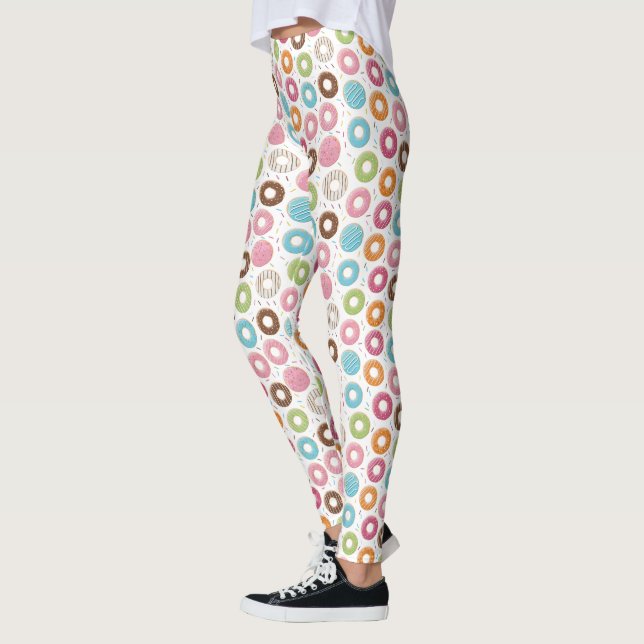 Retro Colourful Doughnuts Pattern Minimalist Fun P Leggings (Left)