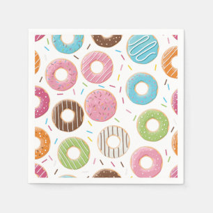 Retro Colourful Doughnuts Pattern Minimalist Fun P Napkin
