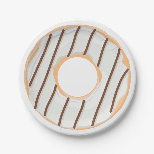 Retro Colourful Doughnuts Pattern Minimalist Fun P Paper Plate (Front)