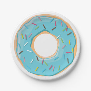Retro Colourful Doughnuts Pattern Minimalist Fun P Paper Plate